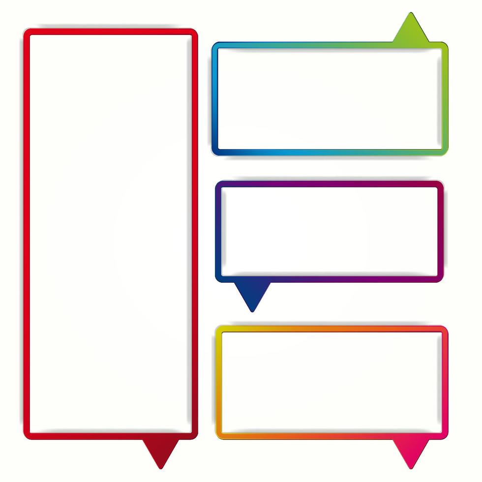 coloridos marcos de burbujas de habla sobre un fondo blanco. etiquetas vectoriales en forma de marco vacío para su texto. vector