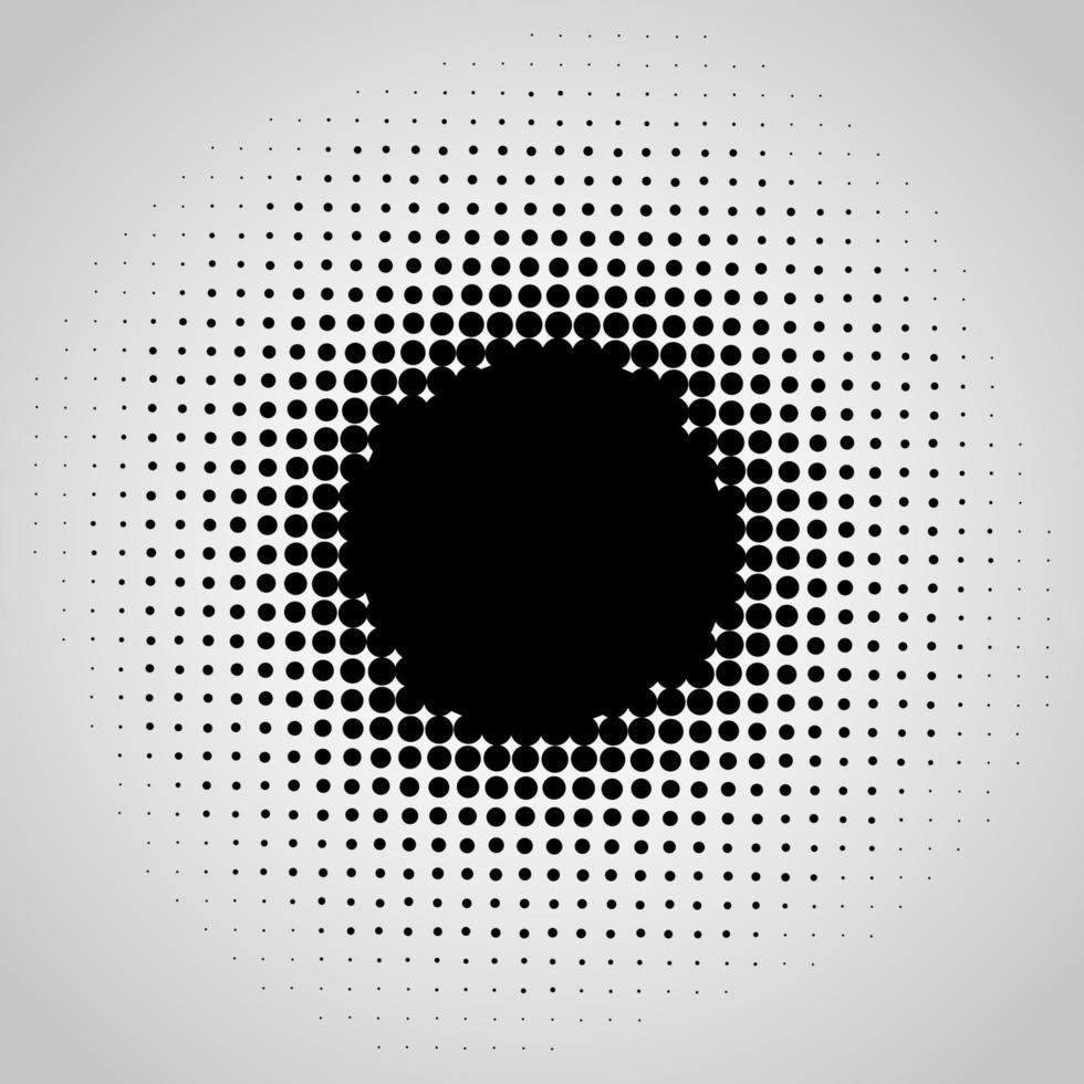 Halftone abstract vector black dots design element isolated on a white background.