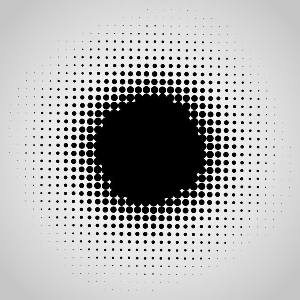 elemento de diseño de puntos negros vectoriales abstractos de semitono aislado en un fondo blanco. vector