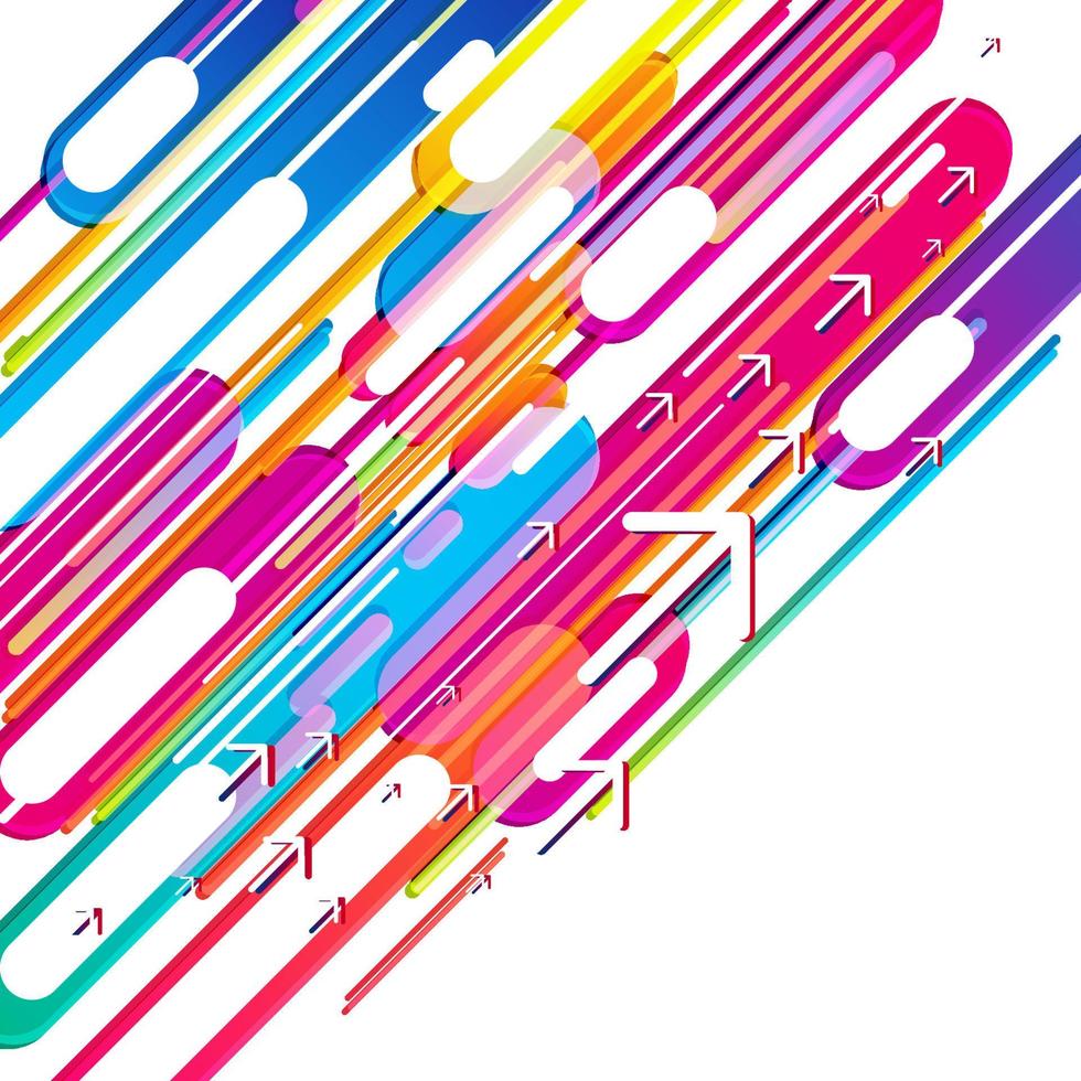 Trendy geometric style abstract background with colorful lines and arrows. Vector illustration.