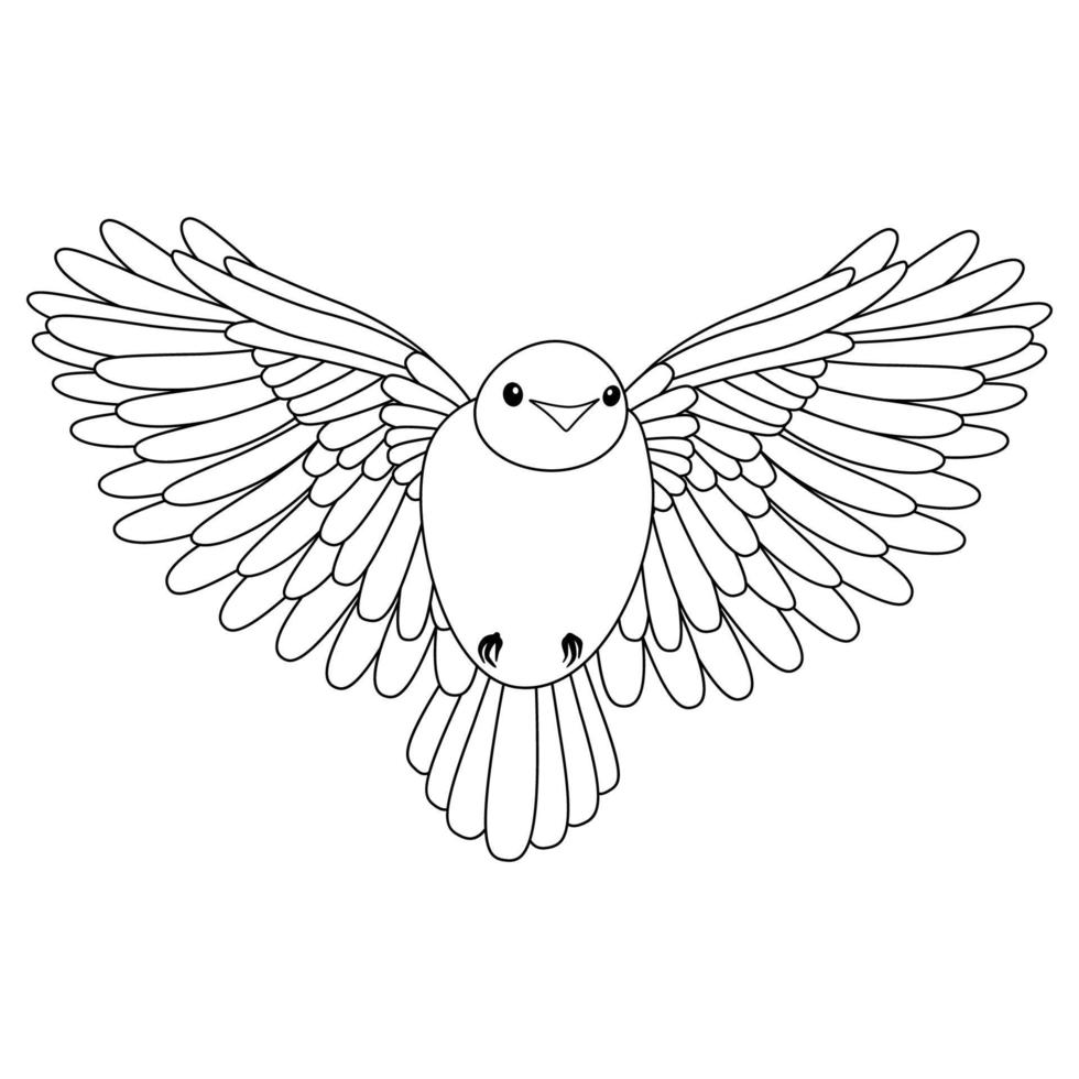 Line cute bird, coloring style isolated on white background, vector sign.