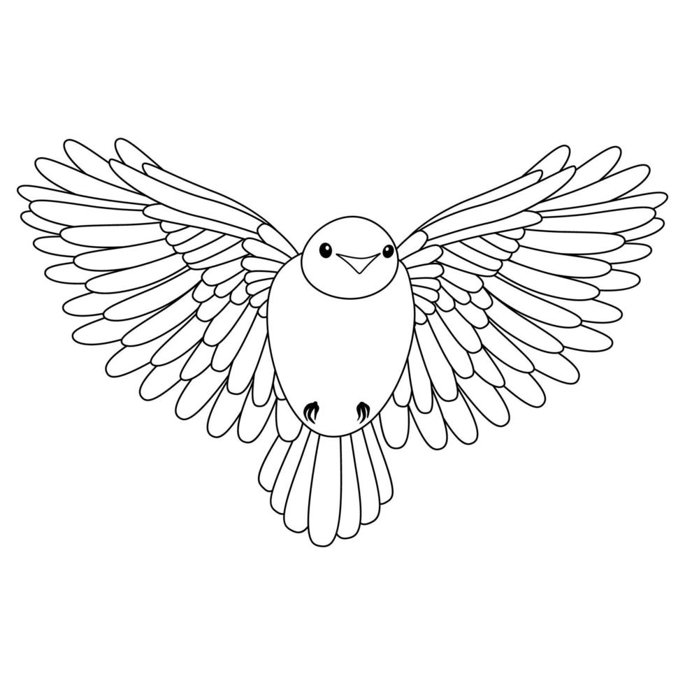 Line cute bird, coloring style isolated on white background, vector sign.