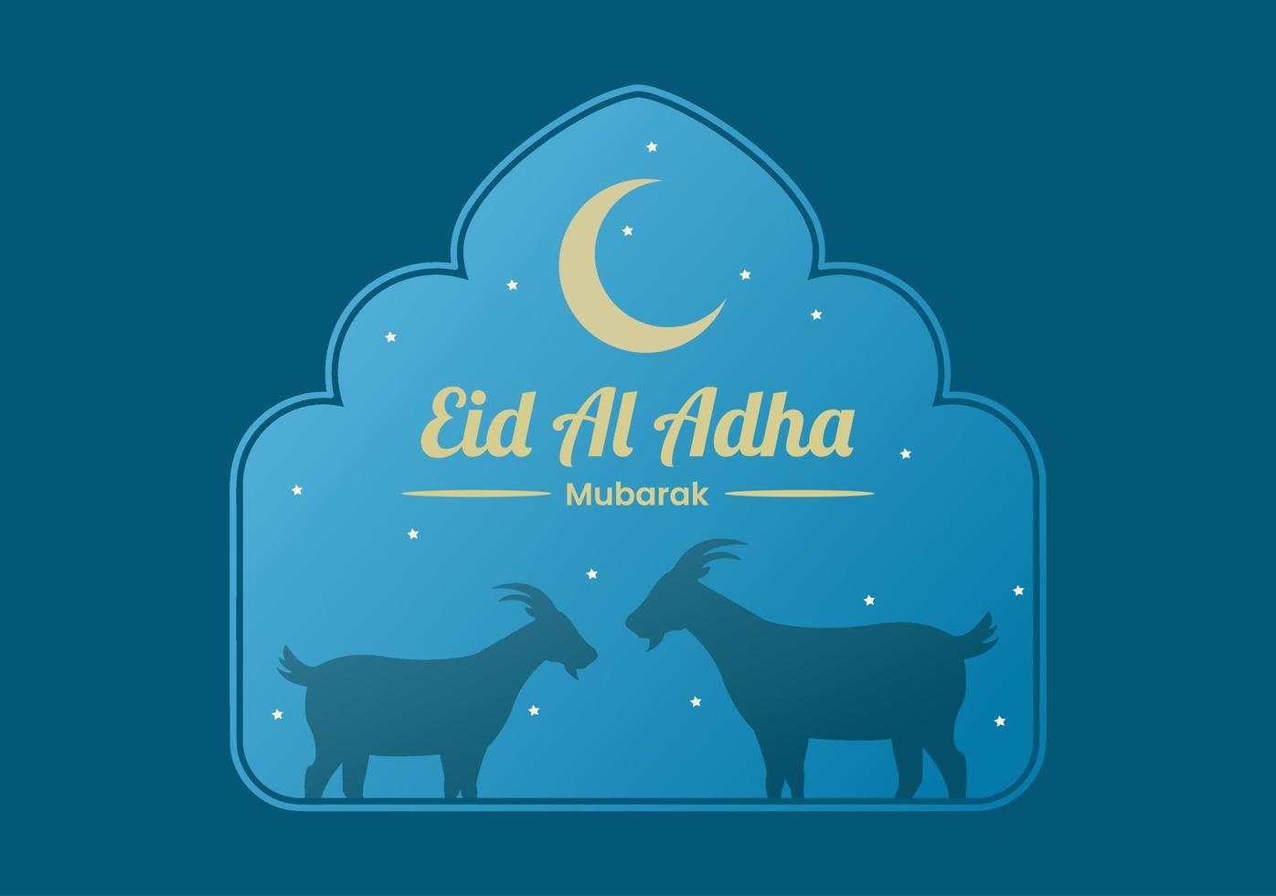 diseño de saludo eid al-adha en color azul pastel vector