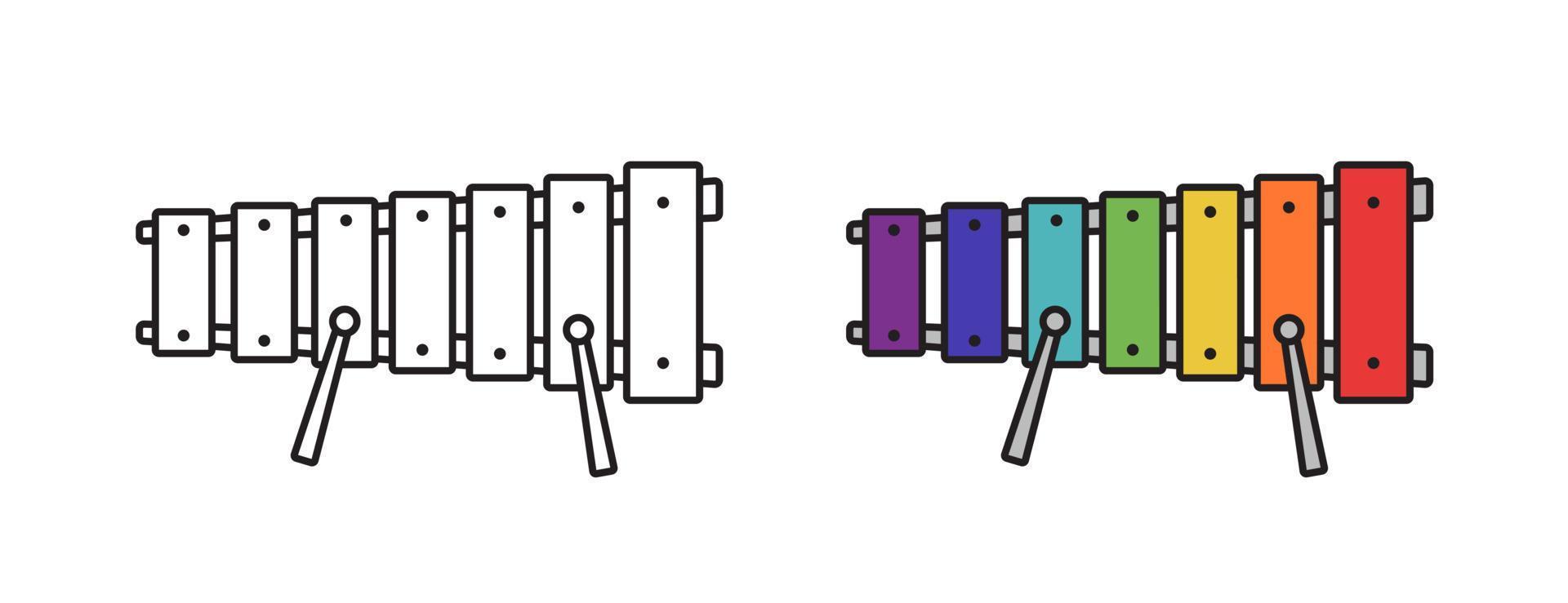 Metallophone vector icon. Musical percussion instrument. Linear style.