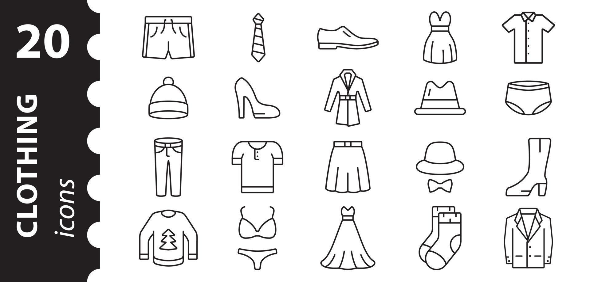 Clothing icons in vector. Symbol in simple linear style. vector