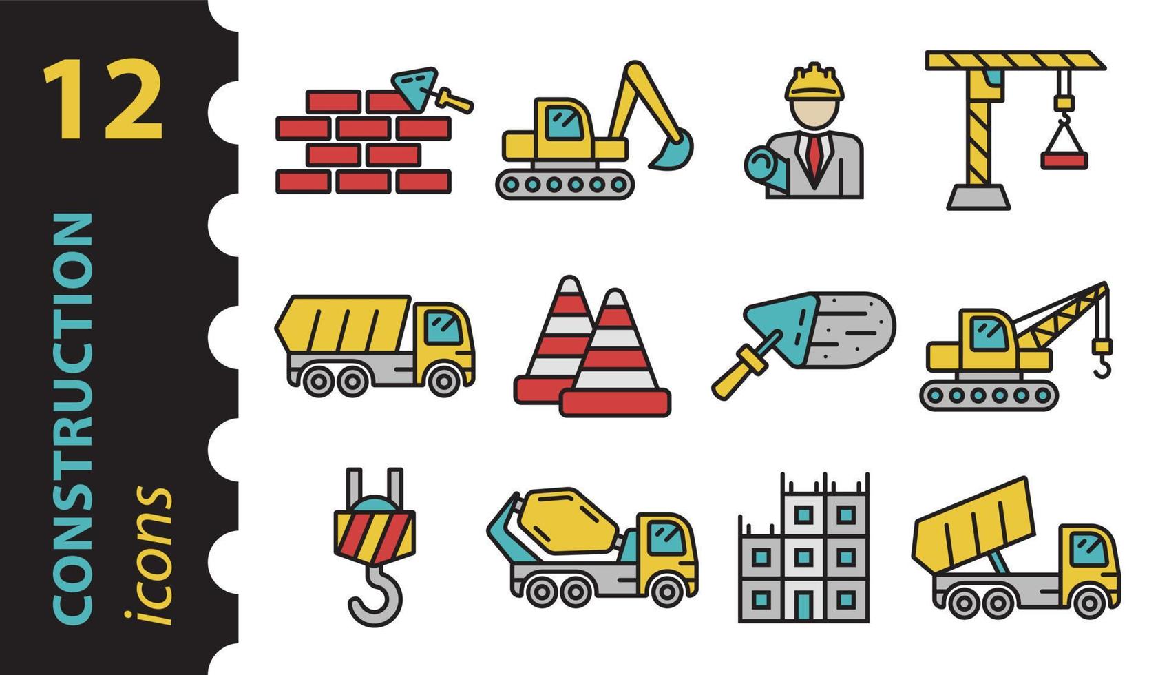 conjunto de iconos de línea para la construcción. ilustración vectorial en estilo plano. reparar símbolo lineal vector