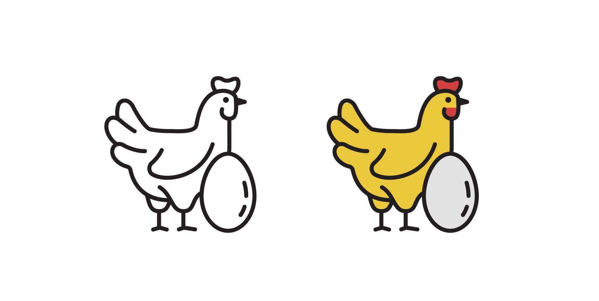 icono de pollo y huevo. símbolo de pollo en un fondo blanco aislado. ilustración vectorial en estilo plano. vector