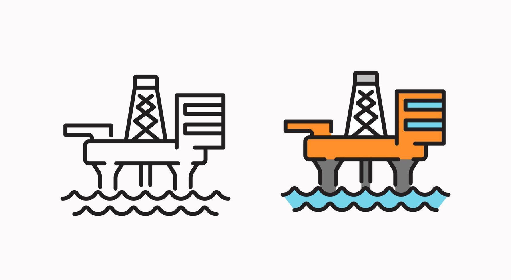 Oil platform icon. Linear vector symbol in a flat style.