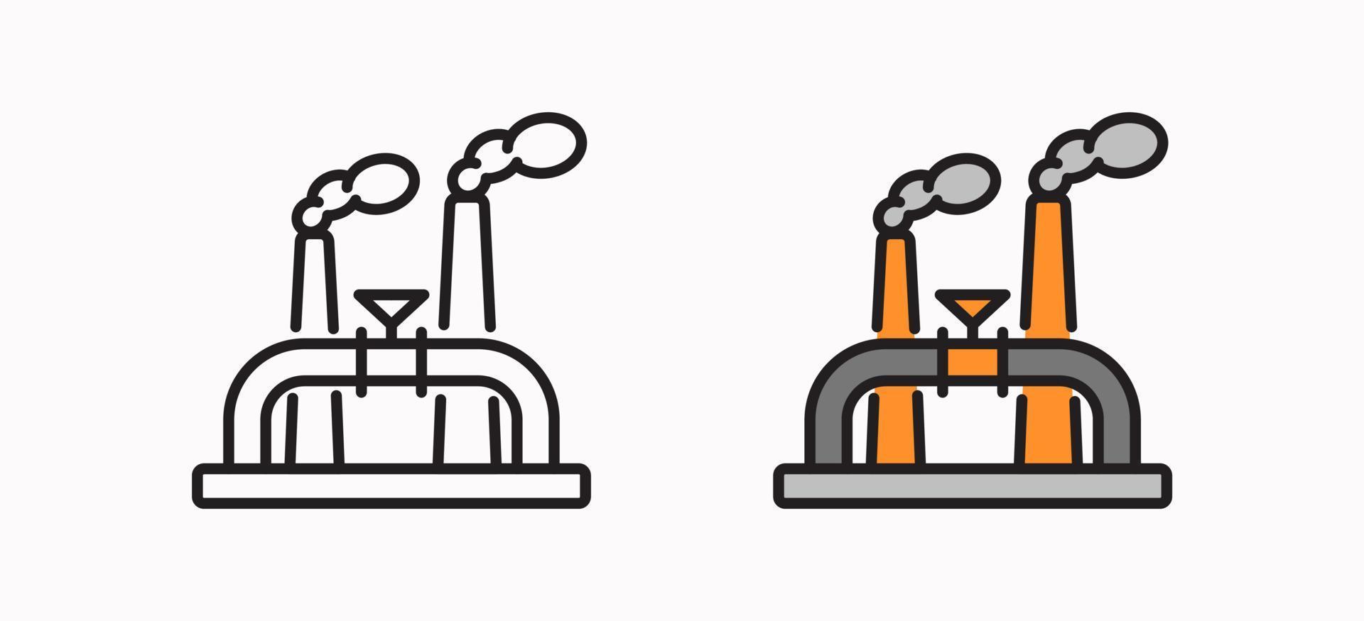 Icon oil refining plant. Linear vector illustration.