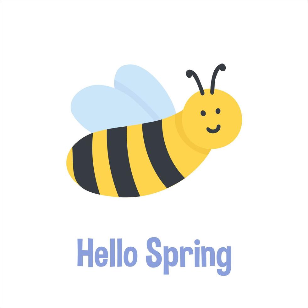 jardinería y primavera elementos dibujados a mano - abeja sonriente. para tarjeta de felicitación, invitación de fiesta, afiche, etiqueta, kit de pegatinas. ilustración vectorial vector