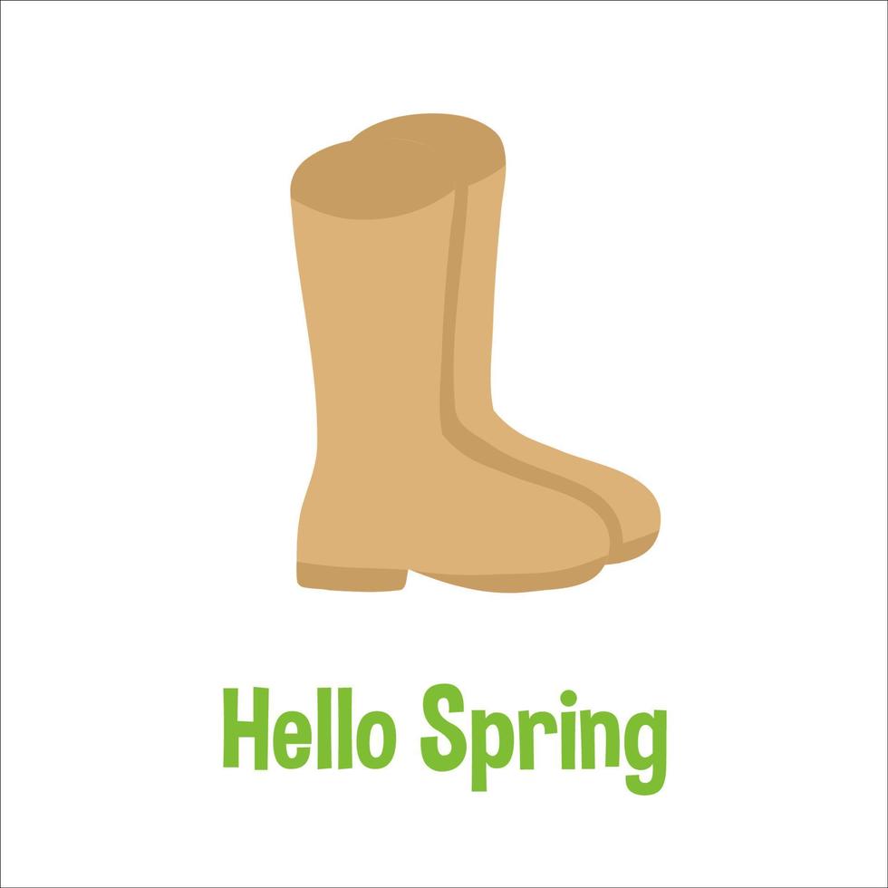 Gardening and spring set hand drawn elements - garden boots. For greeting card, party invitation, poster, tag, sticker kit. Vector illustration