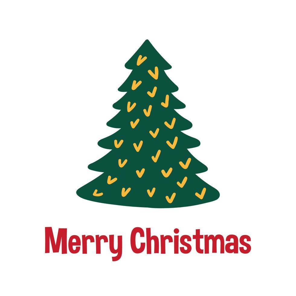 Christmas greeting card with Christmas tree on dark green background vector