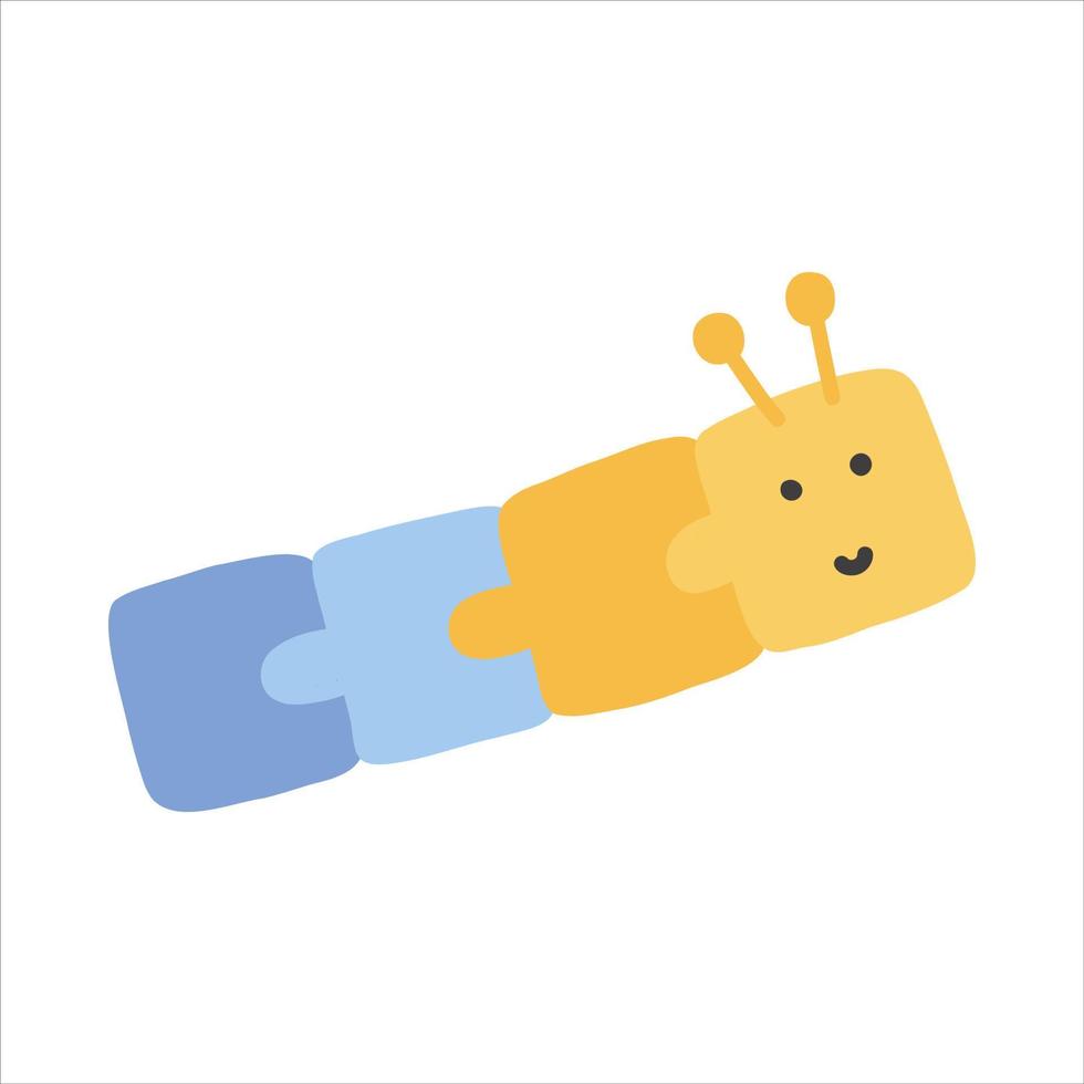 Baby color construction set caterpillar in hand-drawn boho style vector