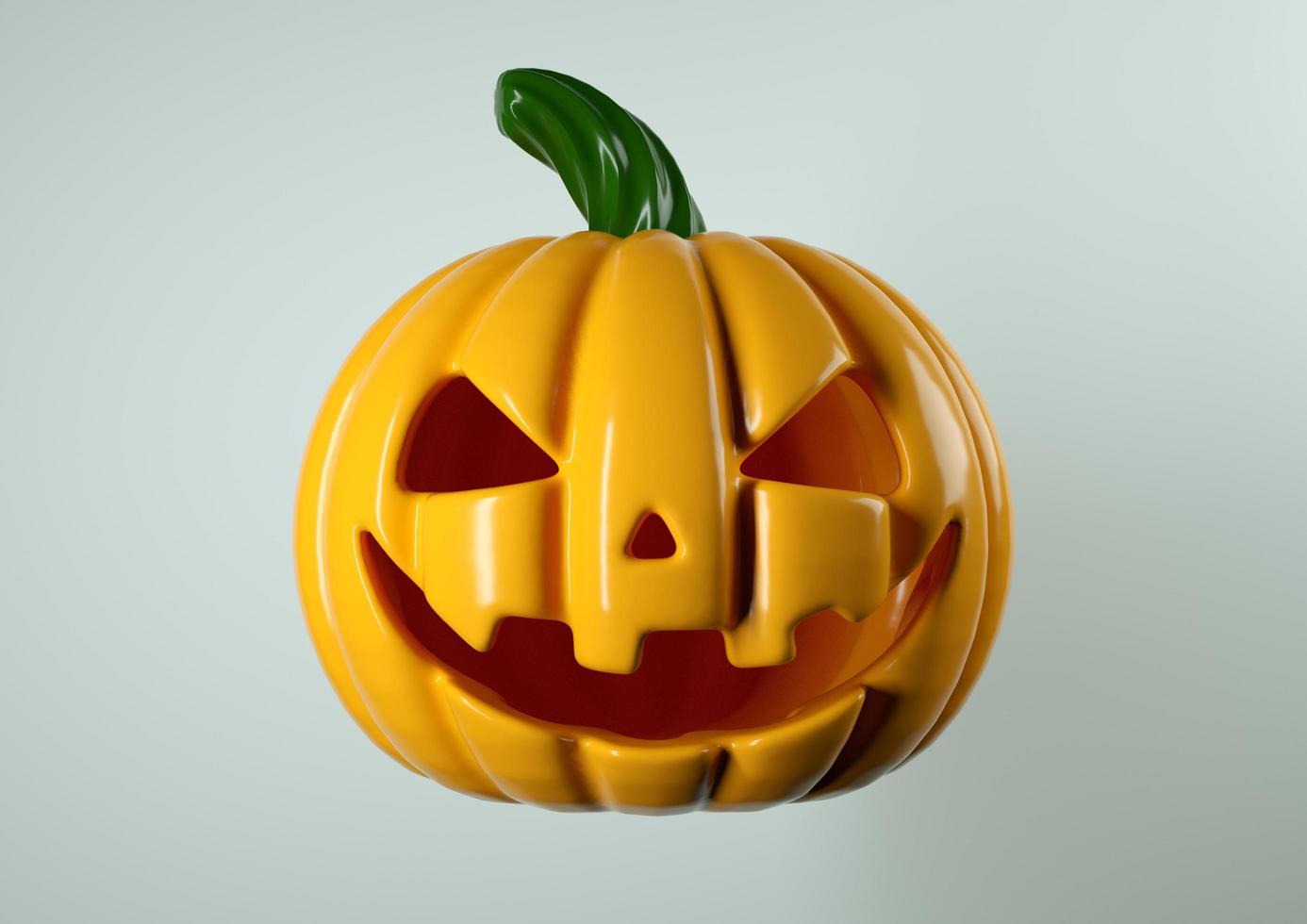 Autumn halloween yellow scary pumpkin 3d illustration photo