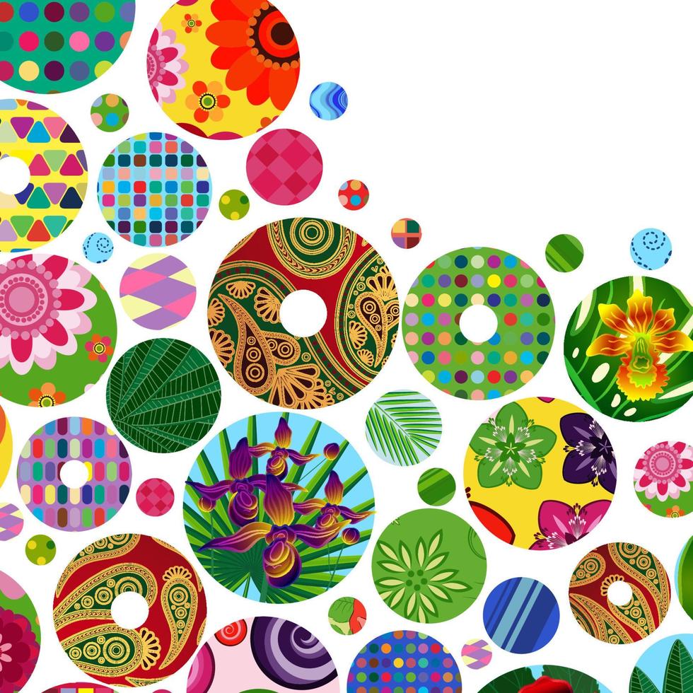 Multicolor abstract bright background with ornamental circles. Elements for design. Eps10. vector