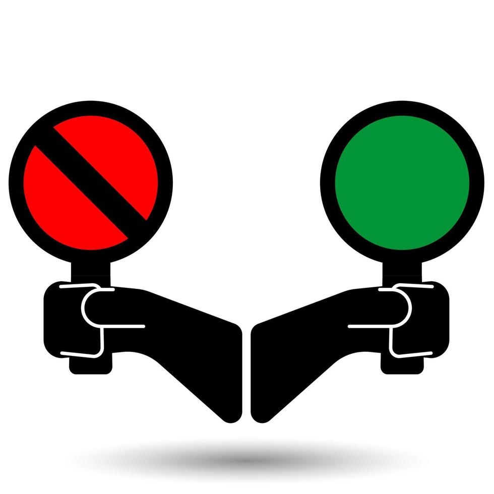 Stop traffic sign in hand icon isolated on a white background. vector