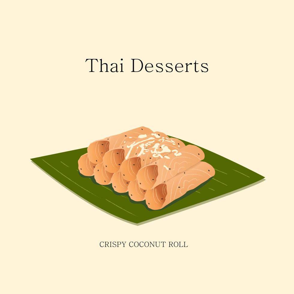 vector illustration Thai dessert Made with coconut and egg yolks and sugar.  vector eps 10