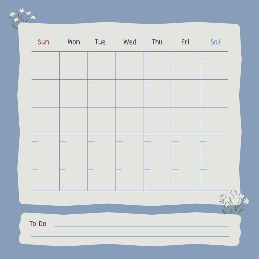 Vector illustration template calendar, reminders, notes