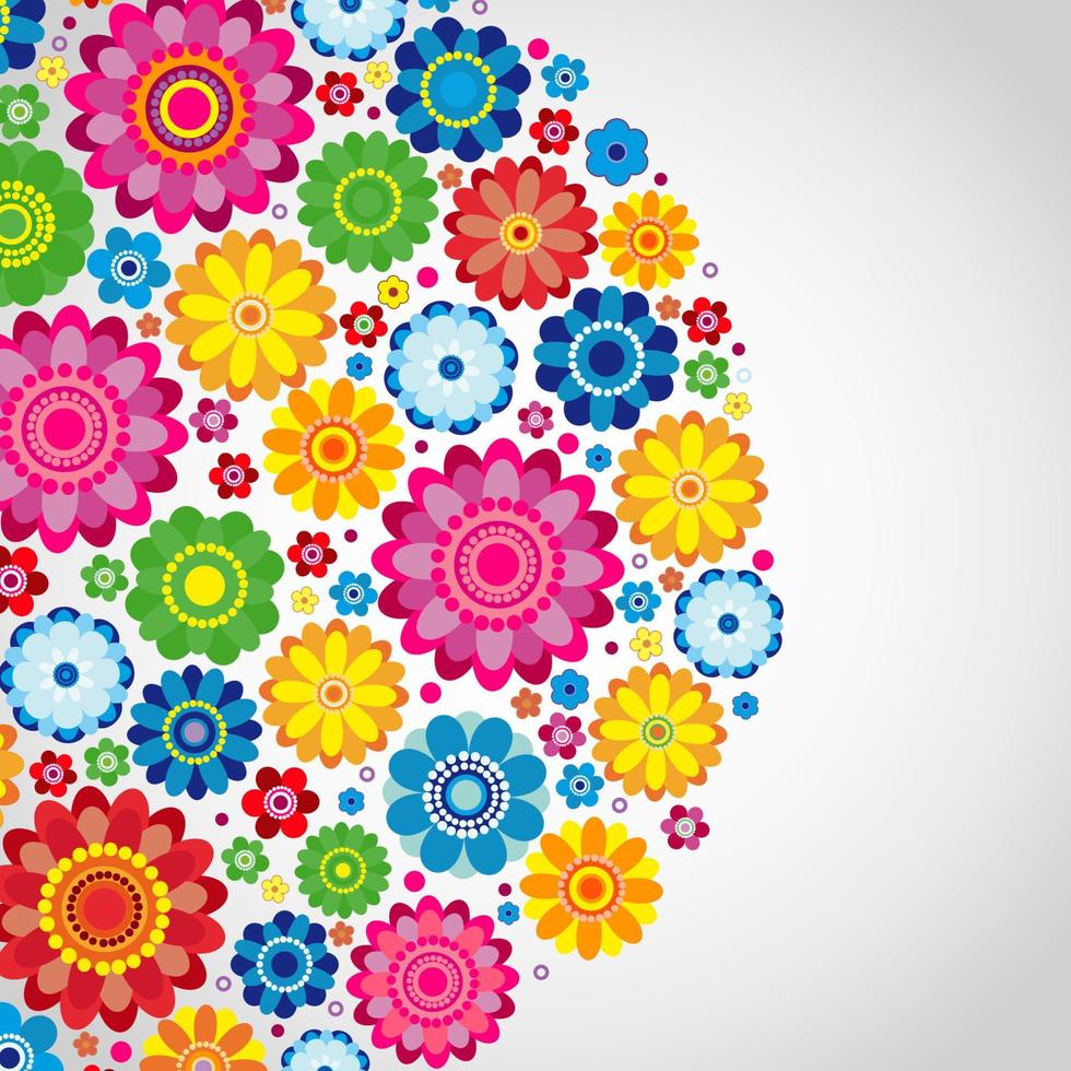 Flowers spring design on a white  background, floral vector illustration.