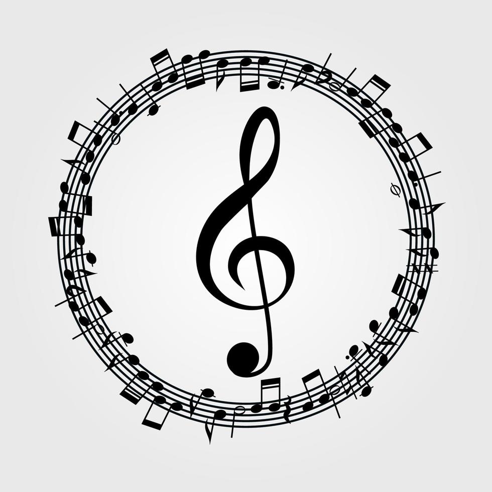 Vector music  background.  Melody, notes, key.