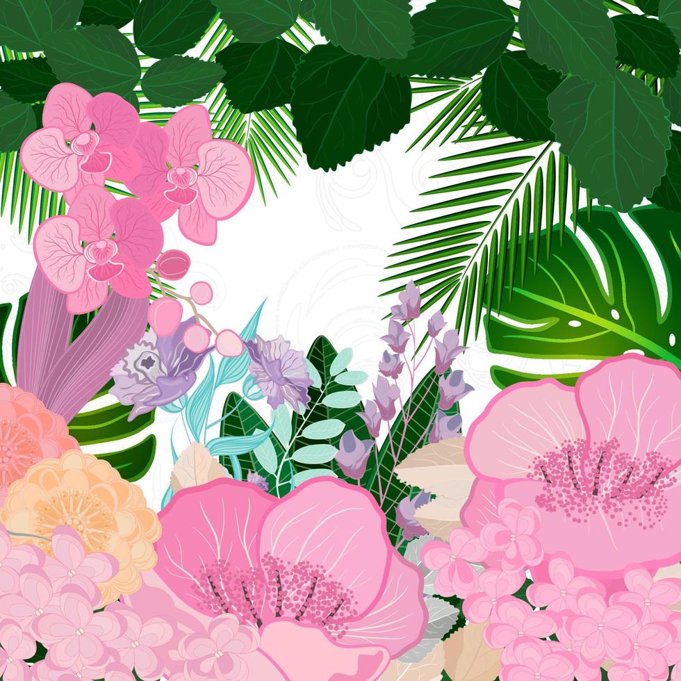 Watercolor colors flower background. Spring nature design with floral branches. Abstract illustration vector card.