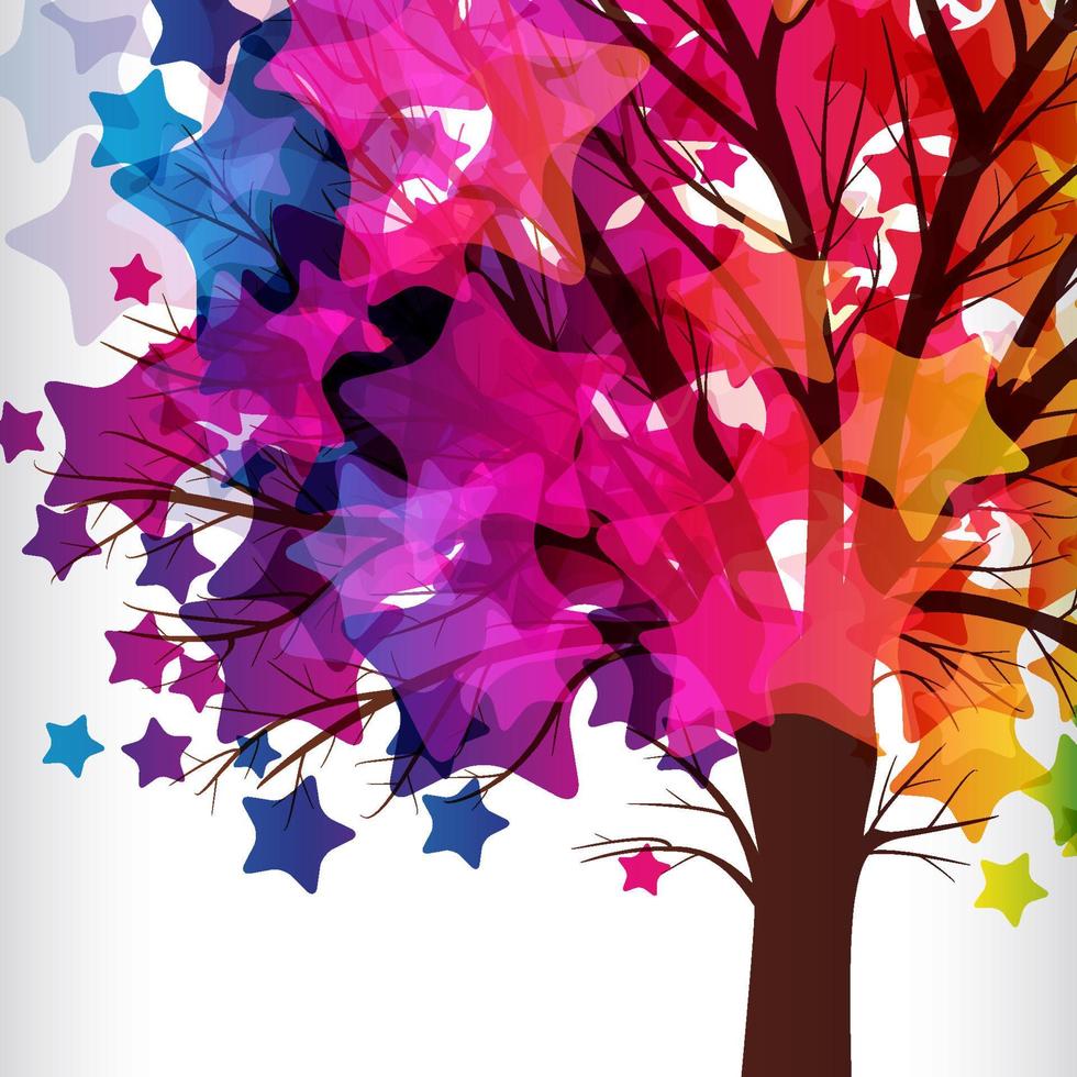 abstract background, tree with branches made of colorful stars. vector