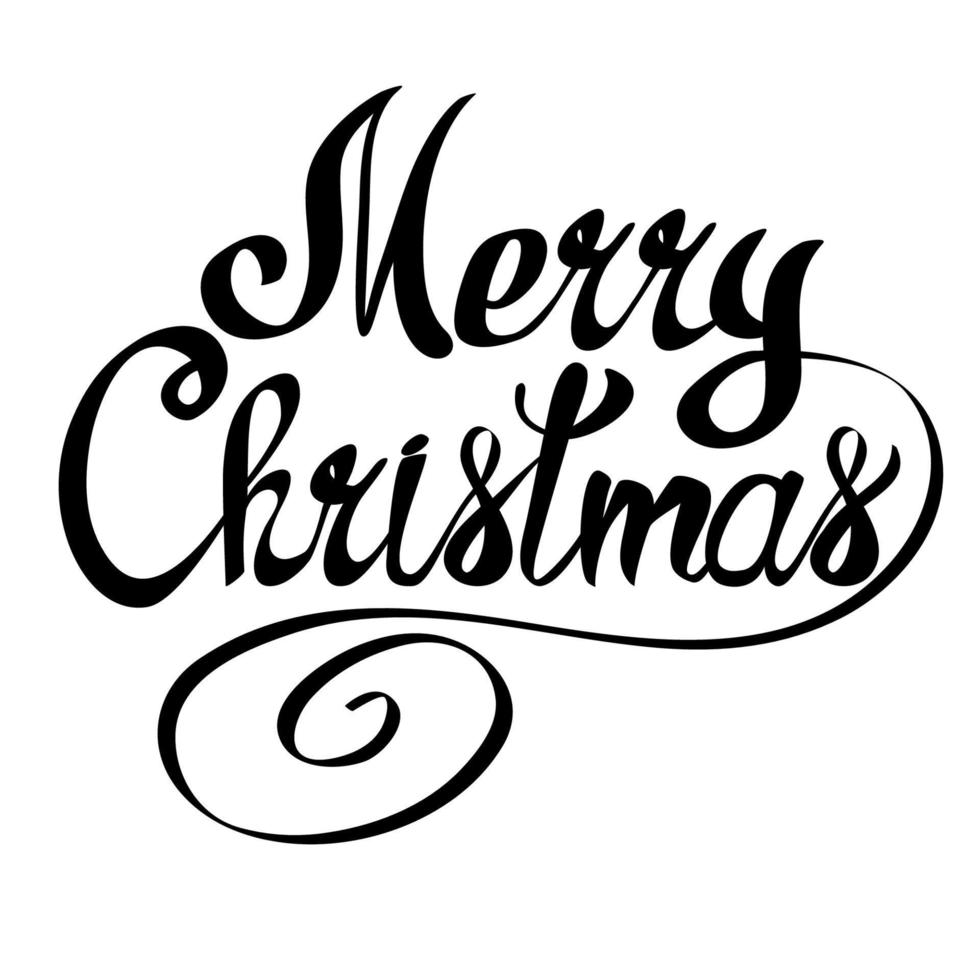 Merry Christmas vector lettering text. Xmas calligraphic design gift card, banner, poster.