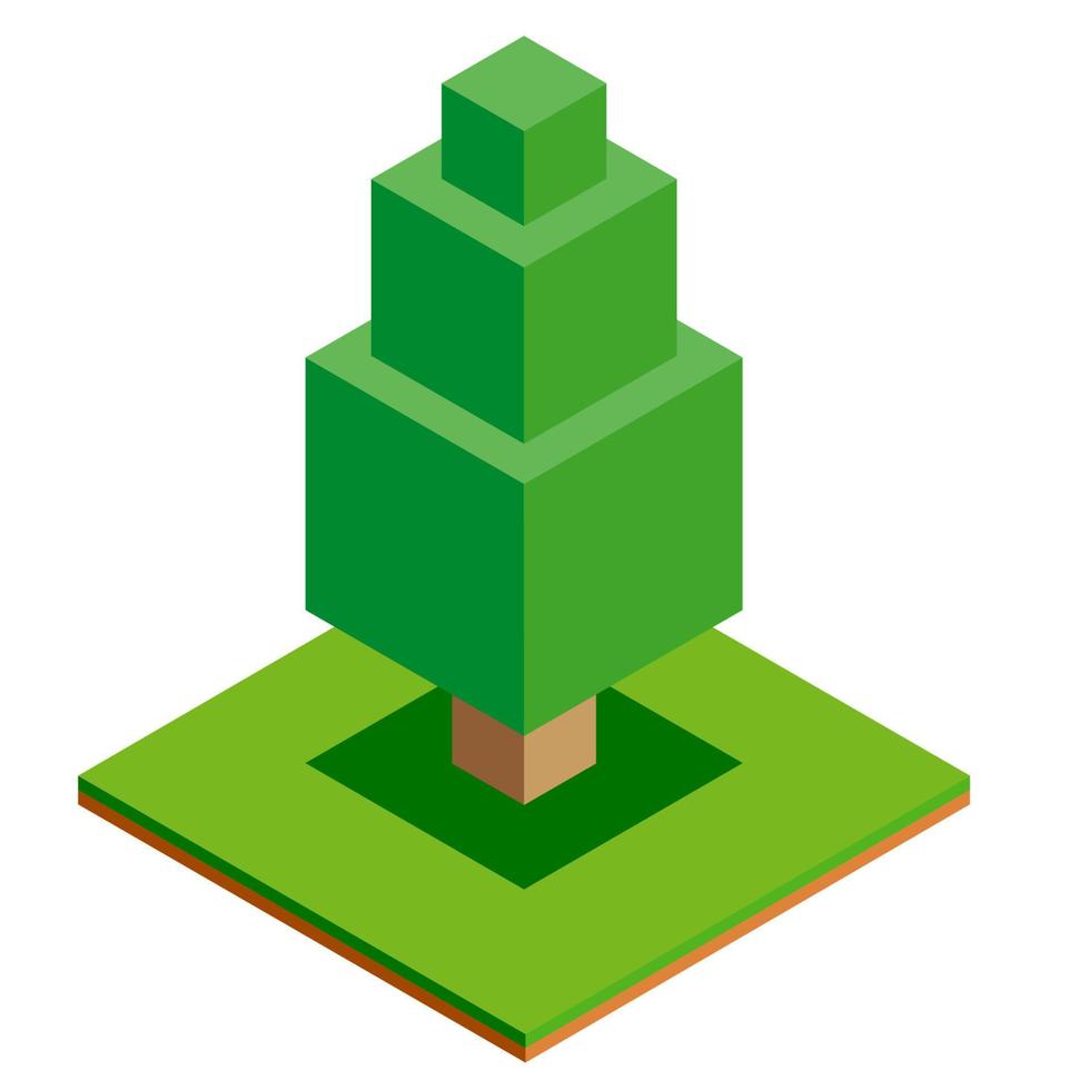 icono de árbol vectorial isométrico para bosque, parque, ciudad. constructor de paisajes para juegos, mapas, impresiones, ets. aislado sobre fondo blanco. vector