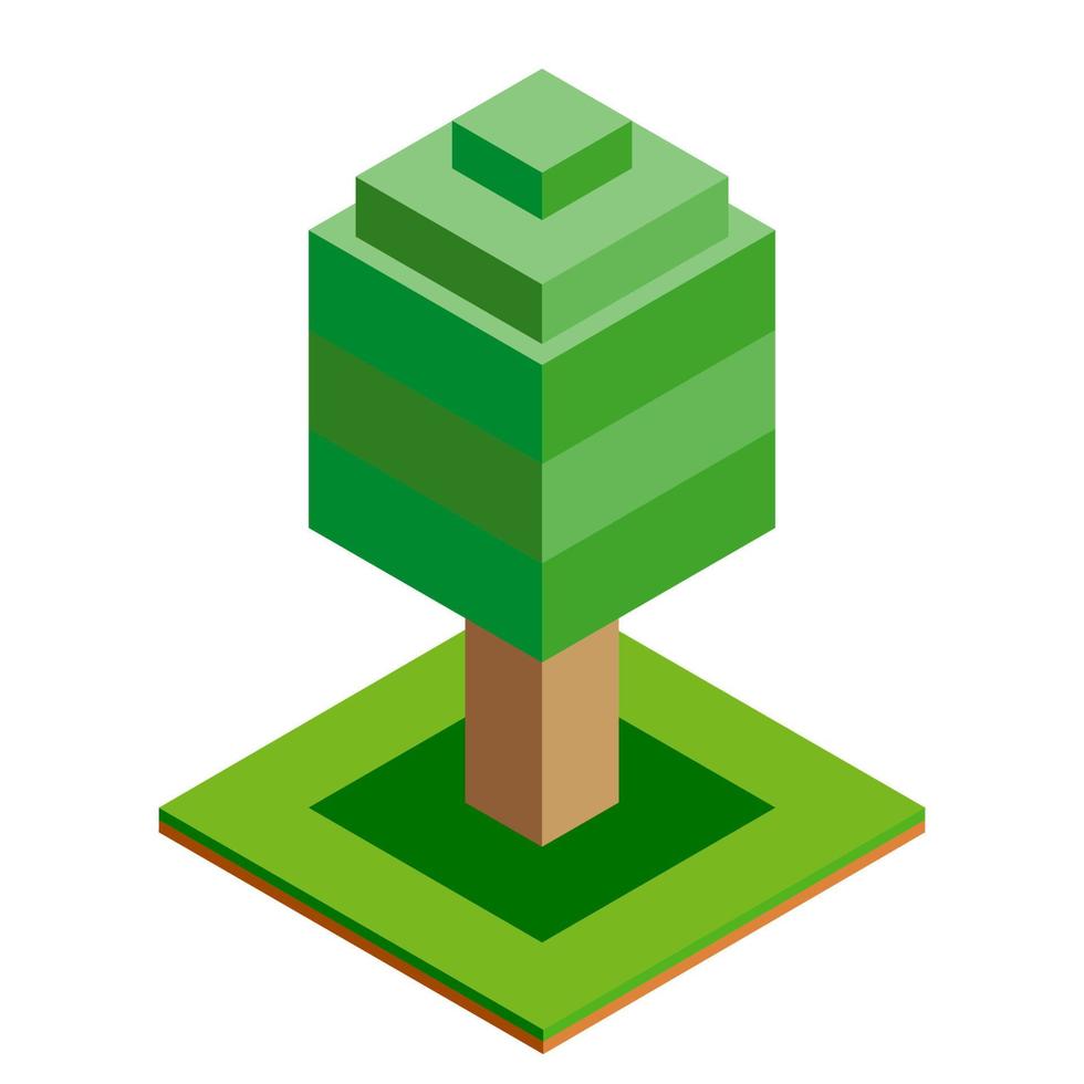 Isometric vector tree icon for forest, park, city. Landscape constructor for game, map, prints, ets. Isolated on white background.