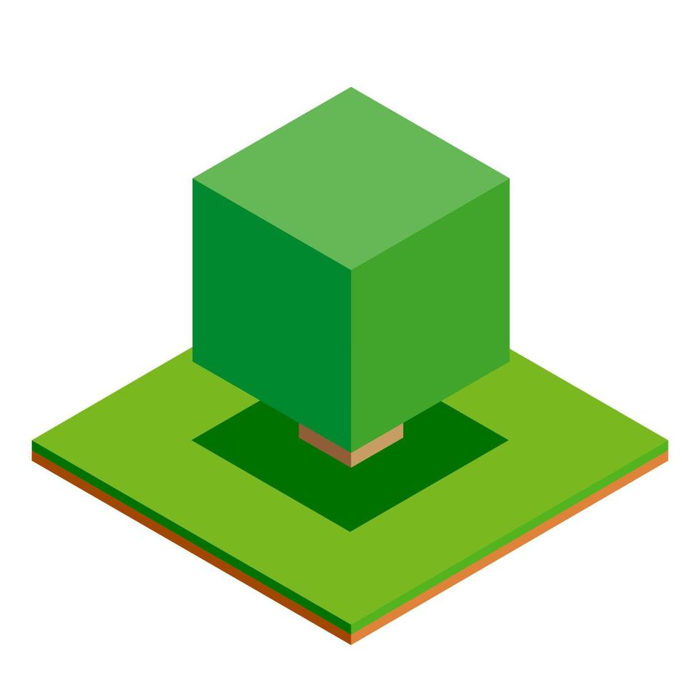 icono de árbol vectorial isométrico para bosque, parque, ciudad. constructor de paisajes para juegos, mapas, impresiones, ets. aislado sobre fondo blanco. vector