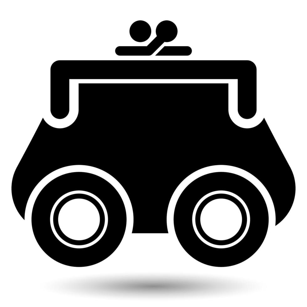 Purse on wheels, icon isolated on a white background. vector