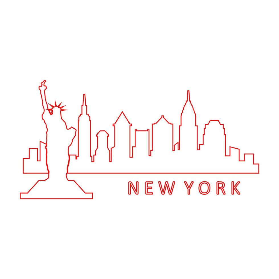 New york skyline on white background vector