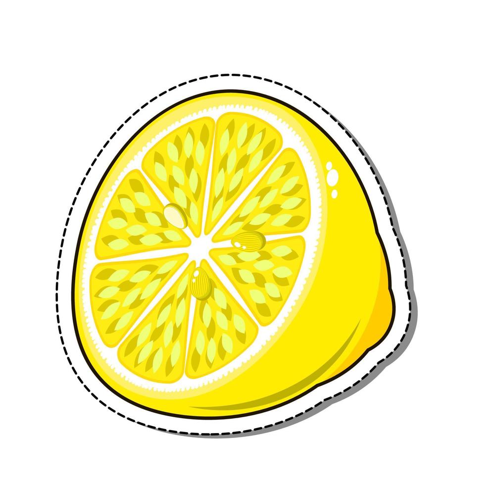 Lemon  sticker isolated on a white background, vector illustration.