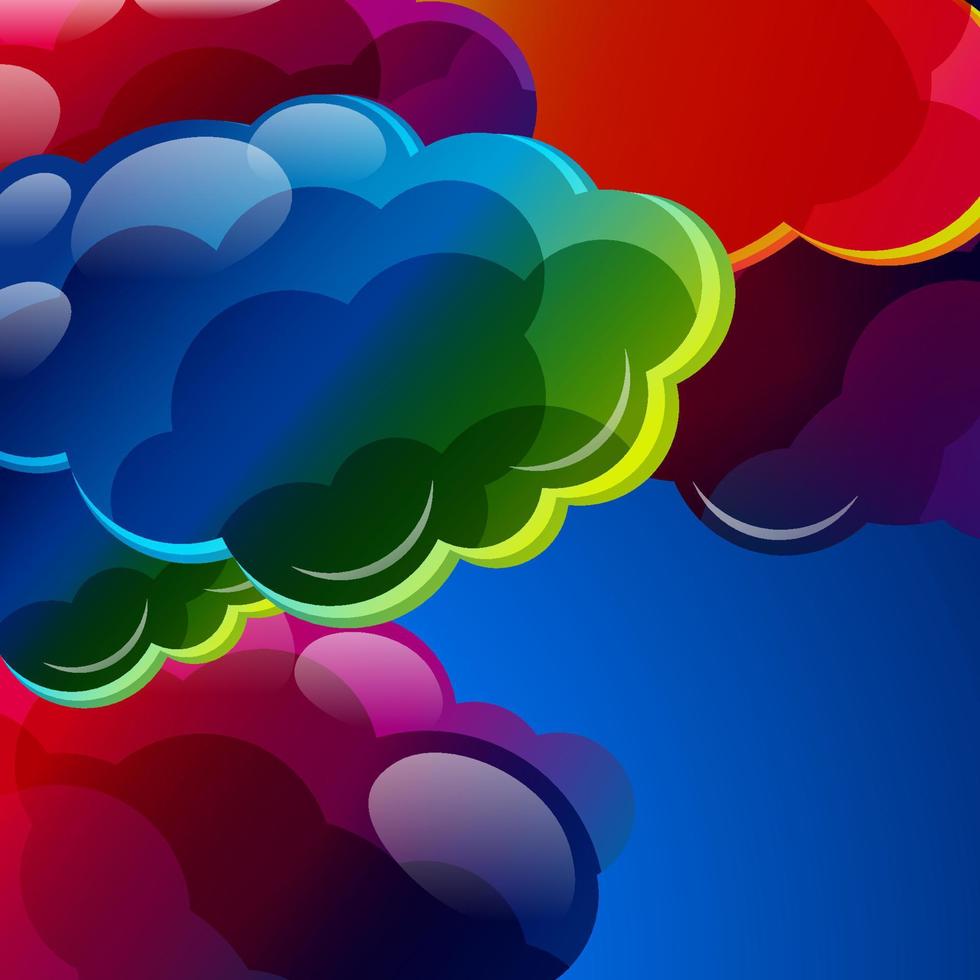 Abstract background with colorful illuminated clouds in the blue sky.Vector illustration. vector