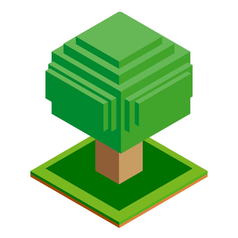 icono de árbol vectorial isométrico para bosque, parque, ciudad. constructor de paisajes para juegos, mapas, impresiones, ets. aislado sobre fondo blanco. vector