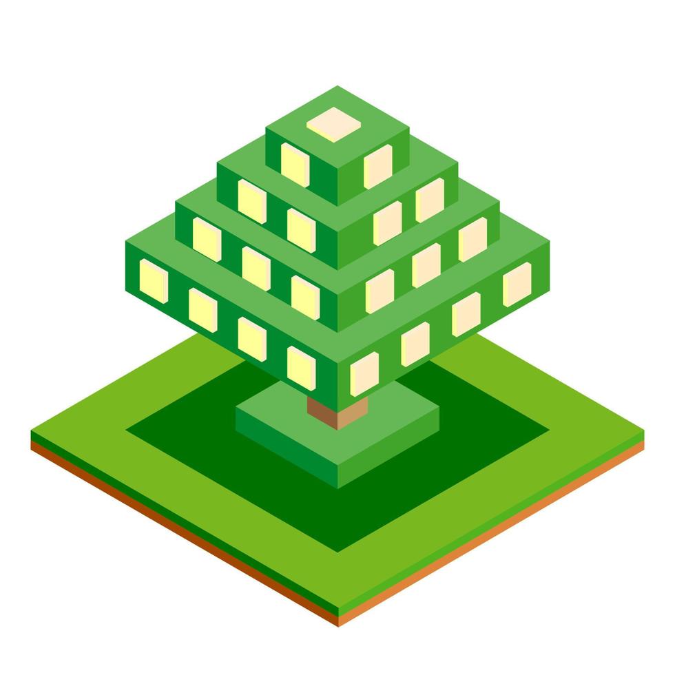 icono de árbol vectorial isométrico para bosque, parque, ciudad. constructor de paisajes para juegos, mapas, impresiones, ets. aislado sobre fondo blanco. vector