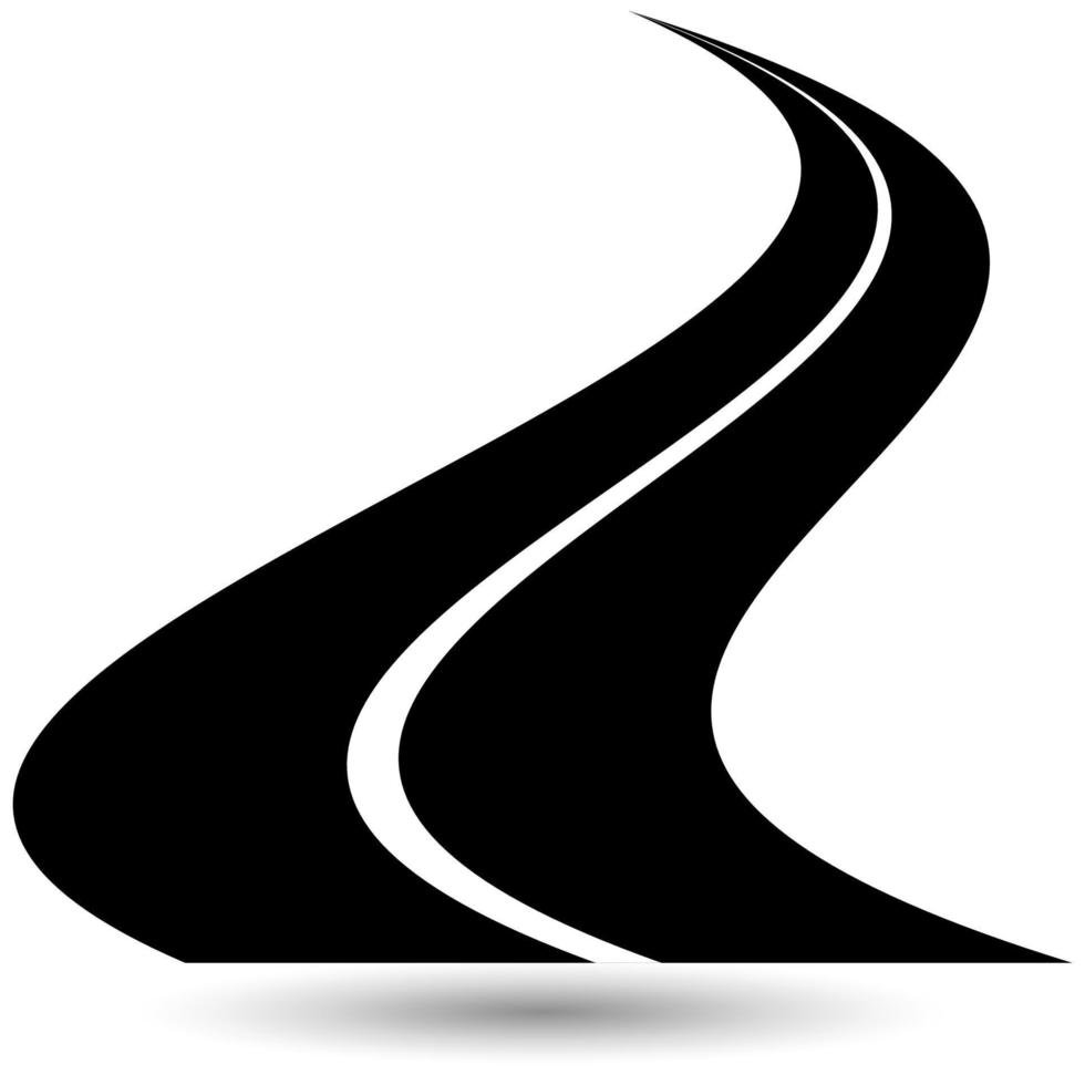 icono de vector de carretera de curva aislado en un fondo blanco.