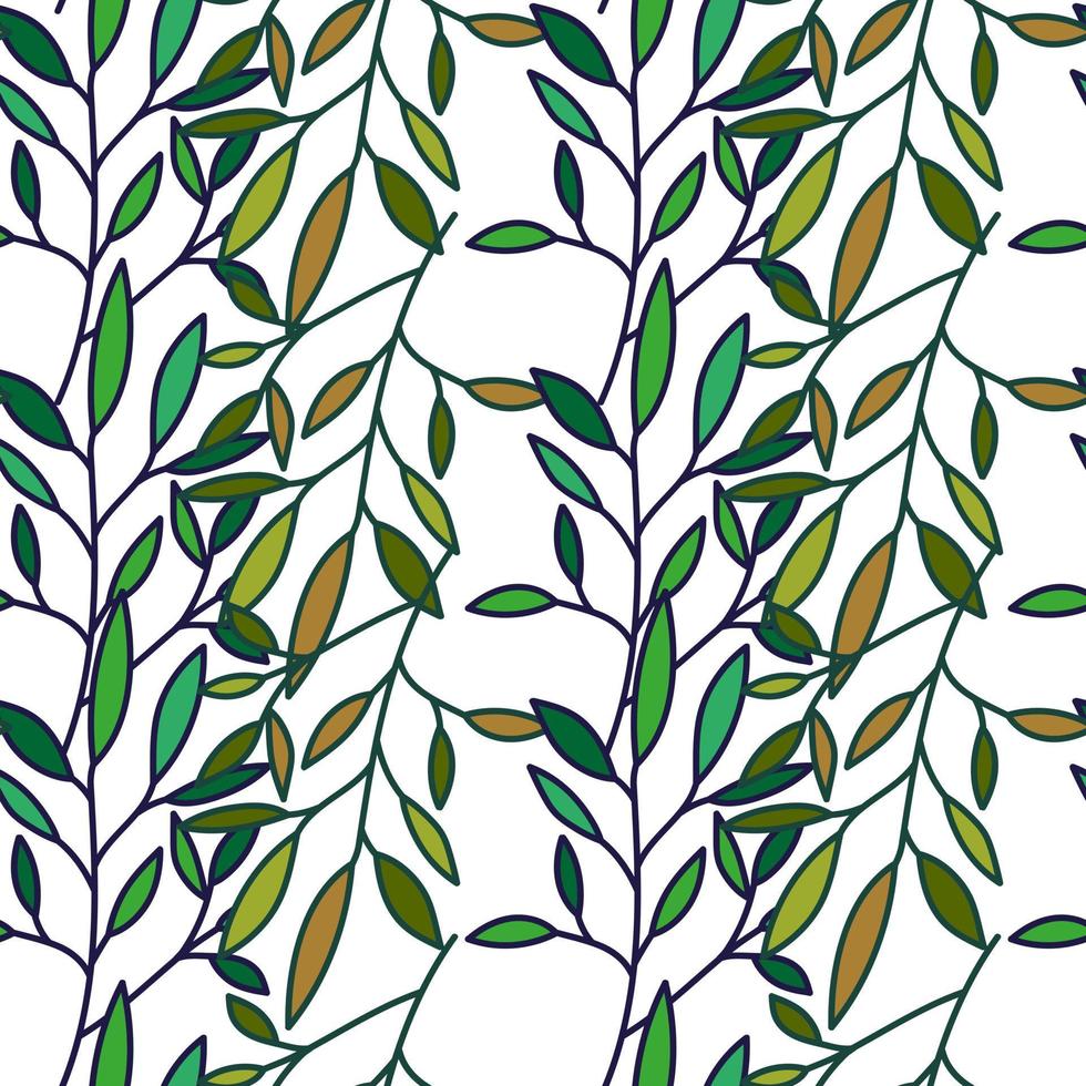 Simple outline leaves seamless pattern. Modern leaf wallpaper. vector
