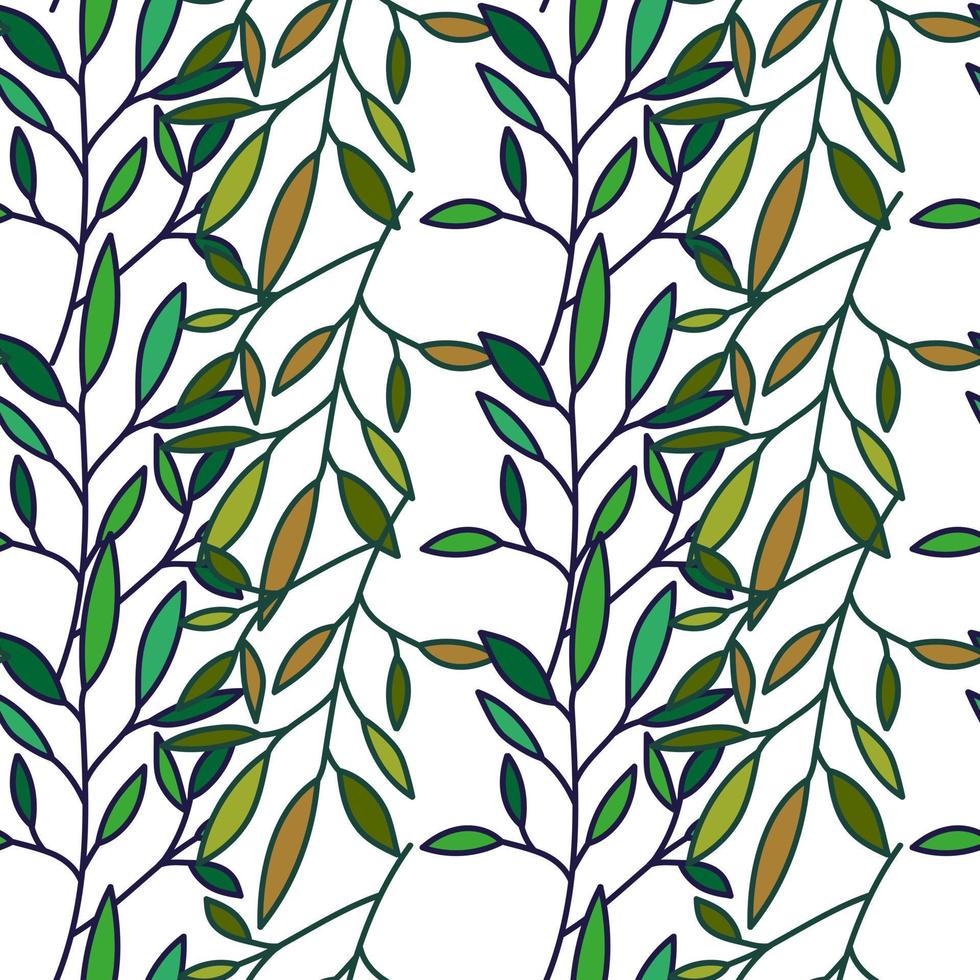 Simple outline leaves seamless pattern. Modern leaf wallpaper. vector