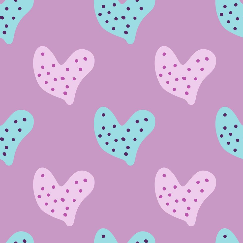 Cute hand drawn heart seamless pattern. Valentine's day card wallpaper. vector