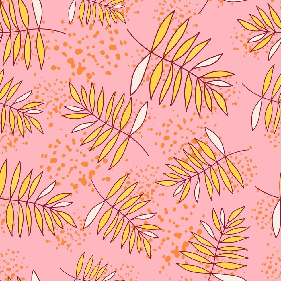 Abstract outline tropical palm leaves seamless pattern. Jungle leaf wallpaper. vector