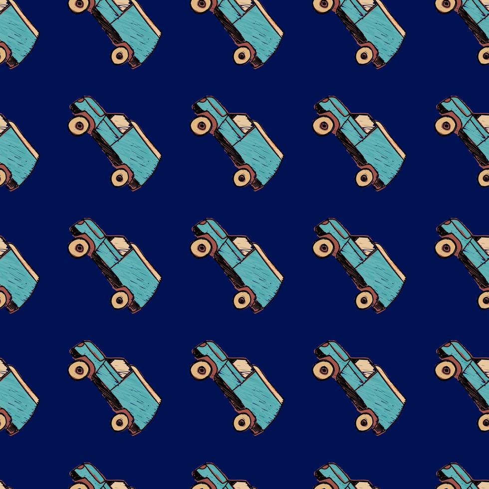 Cute SUV car seamless pattern. Kids hand drawn automobile background. vector
