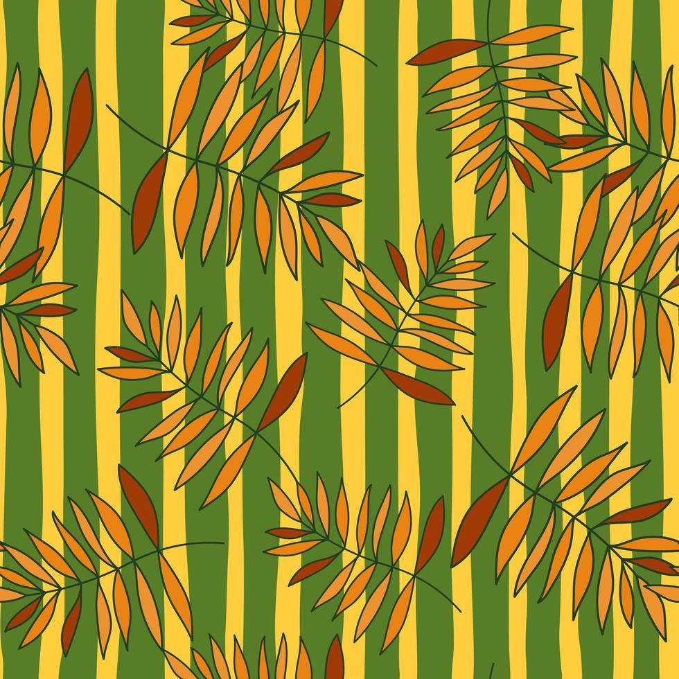 Abstract outline tropical palm leaves seamless pattern. Jungle leaf wallpaper. vector