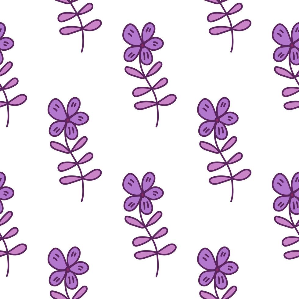 Simple outline flower seamless pattern. Floral wallpaper. vector