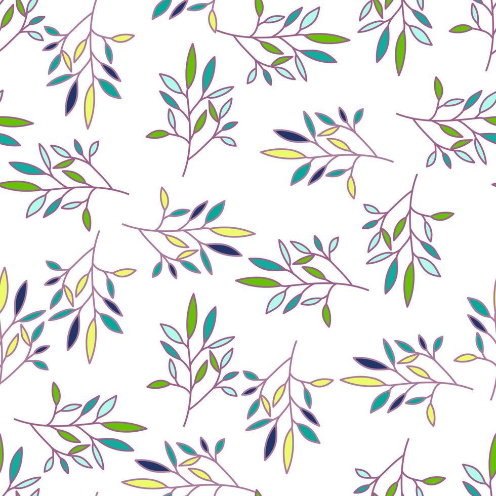 Simple outline leaves seamless pattern. Modern leaf wallpaper. vector