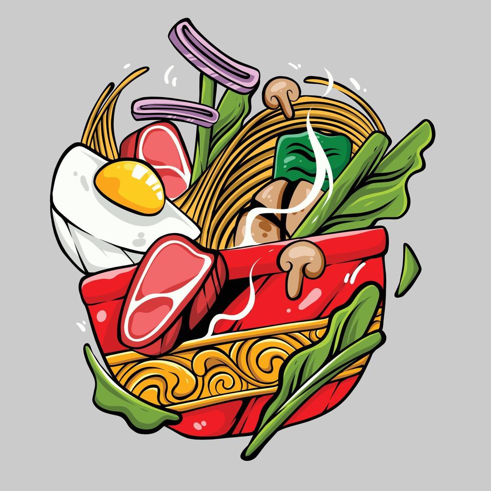 deliciosa ilustración de fideos vector