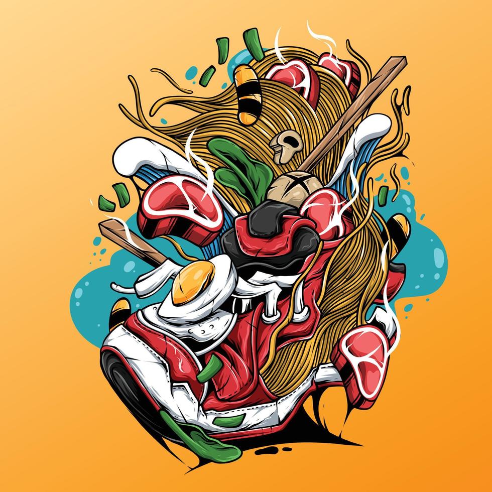 deliciosa ilustración de fideos vector