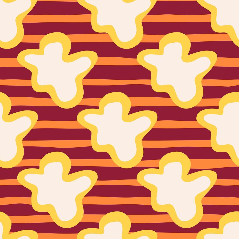 Abstract contemporary primitive figures seamless pattern. Fun doodle clouds background. Creative artistic shapes wallpaper. Primitive elements backdrop vector