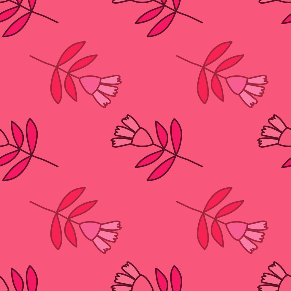 Flower seamless pattern in naive art style. Abstract simple floral wallpaper. vector