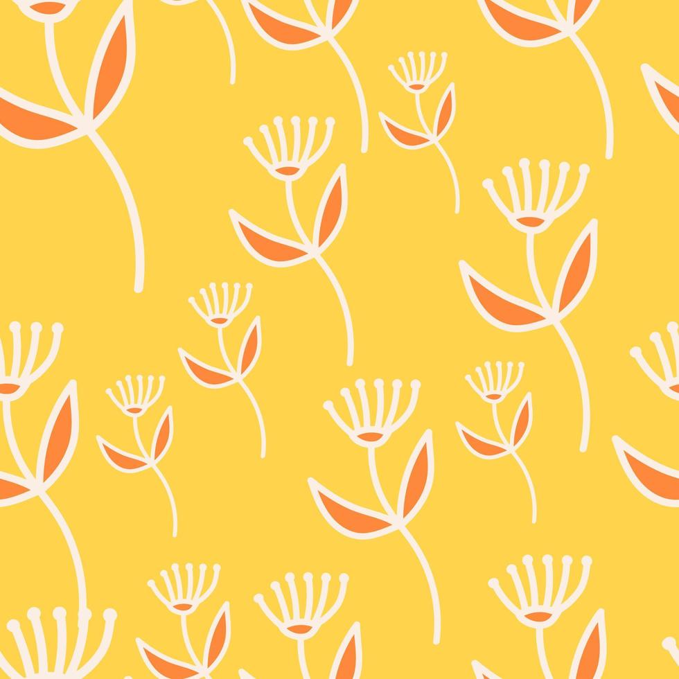 patrón sin costuras de flor linda simple dibujada a mano. papel tapiz floral abstracto. vector
